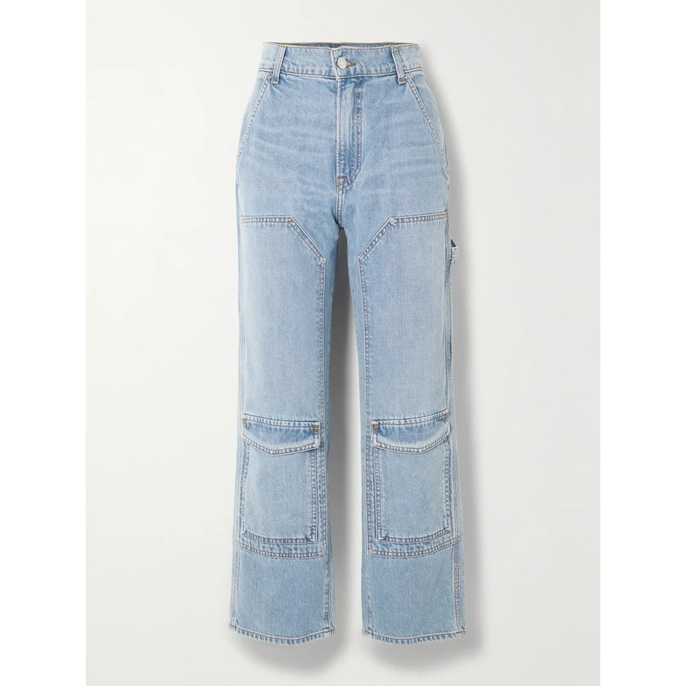 Grlfrnd 'Milla' Blue Denim Cropped High-Rise Straight-Leg Denim Jeans Size 25